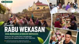 Warga Kampung Baru Indah/Pasir Angin, Desa Calungbungur, Kecamatan Sajira, Kabupaten Lebak, mengikuti doa dan makan bersama dalam rangka memperingati tradisi Rabu Wekasan di Masjid Agung Nurul Ikhlas, Rabu (12/8/2026).