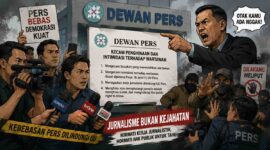 Keterangan gambar ilustrasi: Ilustrasi menggambarkan sikap Dewan Pers yang mengecam tindakan merendahkan wartawan serta intimidasi terhadap jurnalis saat menjalankan tugas jurnalistik. Kebebasan pers dan hak publik untuk memperoleh informasi menjadi bagian penting yang harus dihormati dan dilindungi.
