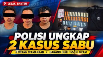 Keterangan foto pelaku: Petugas Satresnarkoba Polres Lebak mengamankan tiga orang terduga pelaku dalam pengungkapan dua kasus dugaan peredaran narkotika jenis sabu di Kecamatan Cipanas, Kabupaten Lebak, Banten. (Dok. Polres Lebak)
