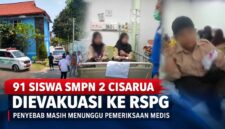 Petugas dan ambulans berada di lingkungan sekolah, sementara sejumlah siswa mendapatkan penanganan medis di rumah sakit. Sebanyak 91 siswa SMP Negeri 2 Cisarua, Kabupaten Bogor, dilaporkan dievakuasi ke RSPG Cisarua. Penyebab gangguan kesehatan yang dialami para pelajar tersebut masih menunggu hasil pemeriksaan medis.