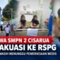 Petugas dan ambulans berada di lingkungan sekolah, sementara sejumlah siswa mendapatkan penanganan medis di rumah sakit. Sebanyak 91 siswa SMP Negeri 2 Cisarua, Kabupaten Bogor, dilaporkan dievakuasi ke RSPG Cisarua. Penyebab gangguan kesehatan yang dialami para pelajar tersebut masih menunggu hasil pemeriksaan medis.