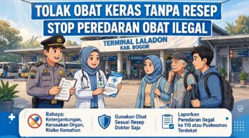 Keterangan Foto:

Ilustrasi kampanye pencegahan peredaran dan penyalahgunaan obat keras tanpa resep dokter di kawasan Terminal Laladon, Kabupaten Bogor. Edukasi masyarakat serta pengawasan oleh aparat kepolisian dan petugas kesehatan menjadi bagian dari upaya meningkatkan kesadaran terhadap bahaya penggunaan obat keras secara tidak tepat.

Ilustrasi: Journal Media News
